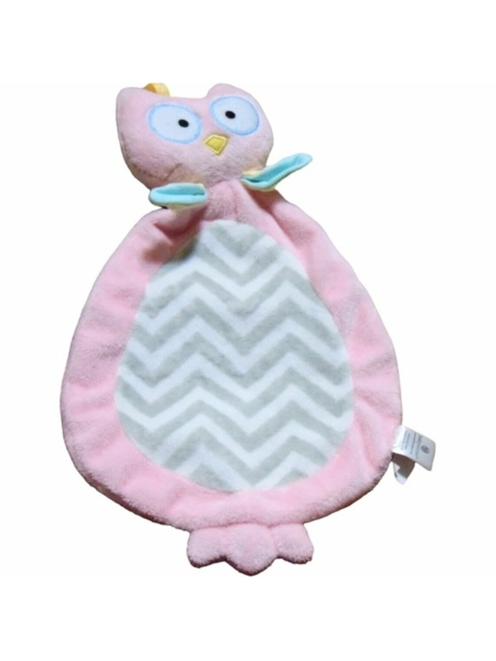 BABY Aspen Owl Lovey Security Blanket Plush HTF Pink Gray Chevron Rattle Baby To - Picture 4 of 12